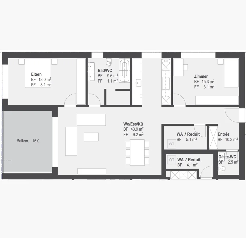 Appartement de construction moderne 3,5 pièces