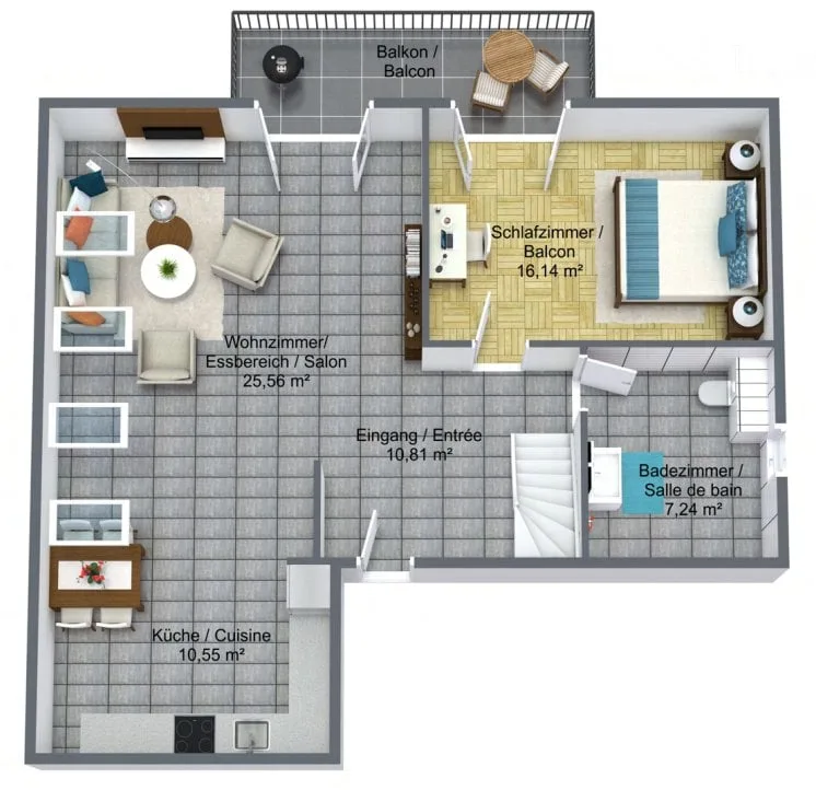 In affitto superbo appartamento di 3.5 locali in duplex (123m2)