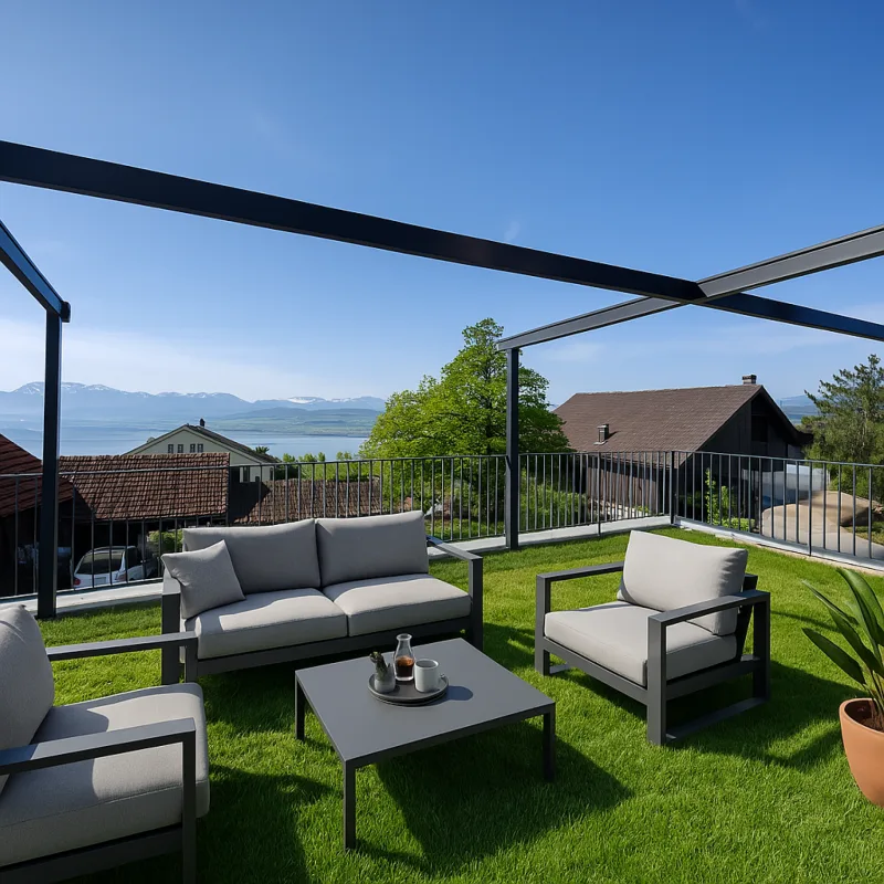 Objet de luxe avec panorama lac et montagne inobstructible