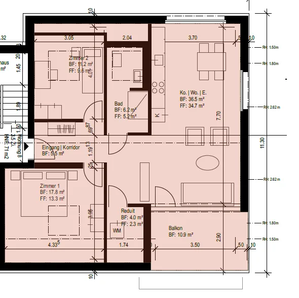 New 3.5-room attic apartment for rent (No. 8 left)