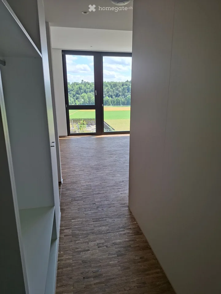 Helle Duplex-Wohnung mit Aussicht auf Feld und Alpen – nahe der Aare
