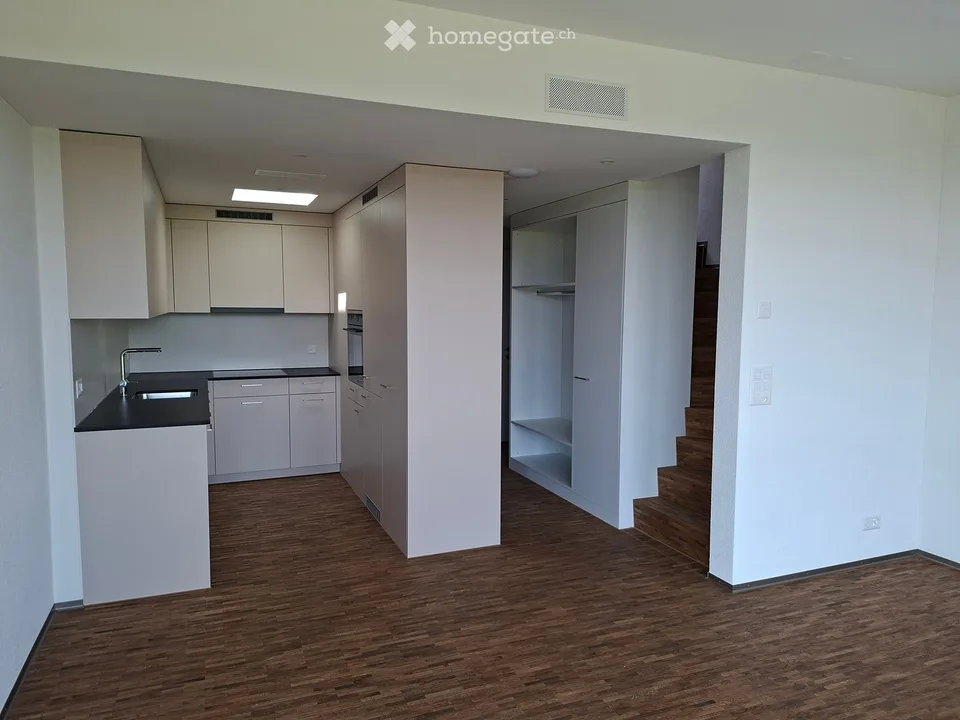 Helle Duplex-Wohnung mit Aussicht auf Feld und Alpen – nahe der Aare