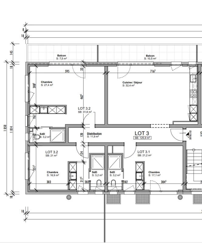 Magnificent individual rooms with private shower and dressing room