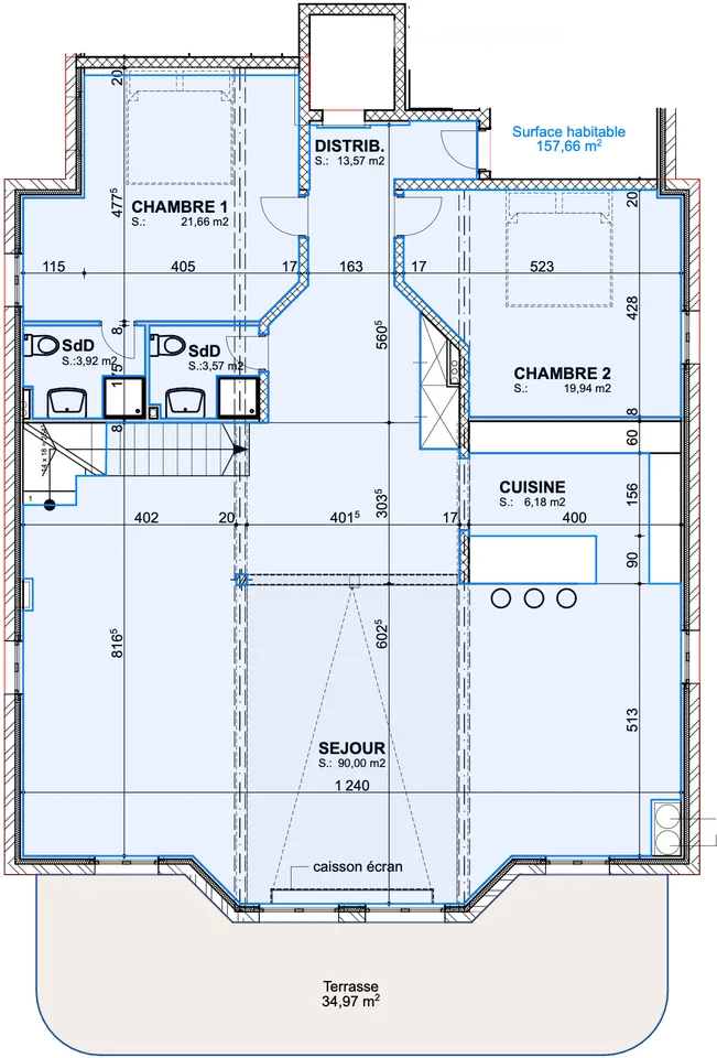 Duplex 5,5 Zimmer, 231 m² — Wohnzimmer von 90 m², Suite, Garage für 6 Fahrzeuge – Foto 19 von 23