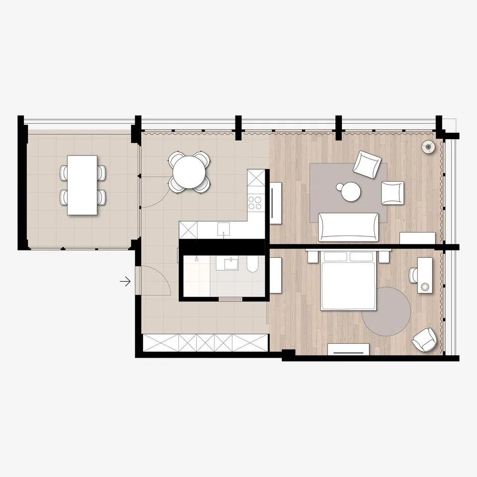 2-Zimmer Apartment Suite möbiliert in Cham (Zug), Papieri-Areal