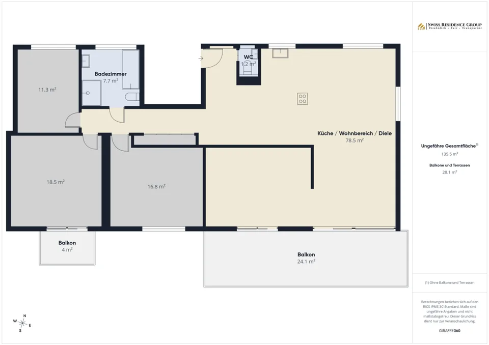 Appartement spacieux 5 pièces dans un environnement vert - vie stylée à Riehen – photo 12 sur 13