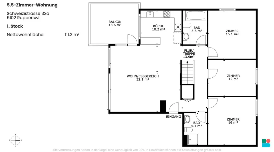 Bel appartement de maisonnette 5.5 pièces avec beaucoup d'espace extérieur à Rupperswil – photo 9 sur 10