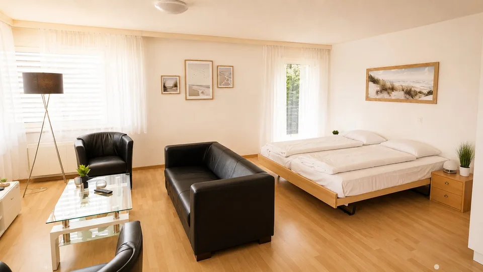 Möbliert wohnen im Herzen von Biel – 40 m², Balkon, Klima & Sauna – Foto 4 von 14