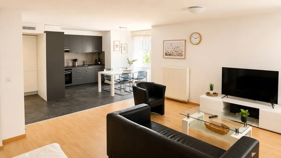Möbliert wohnen im Herzen von Biel – 40 m², Balkon, Klima & Sauna – Foto 2 von 14