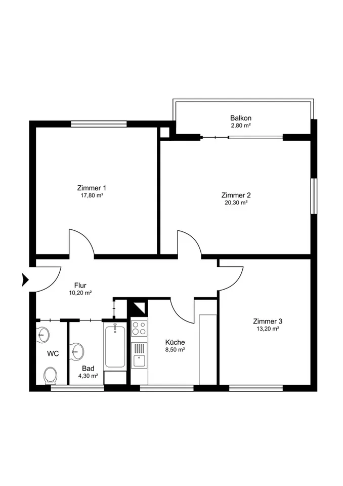 IMMORath.de - Bright 3-room apartment with balcony and green view in – photo 11 of 12