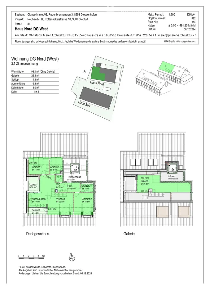 Erstvermietung: Exklusive 3.5-Zi-Dachwohnung mit Galerie & einzigartigem Wohngefühl