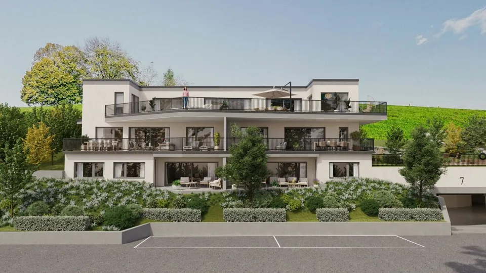 Sculpture moderne avec vue lointaine : appartements neufs au Galtberg – photo 4 sur 11