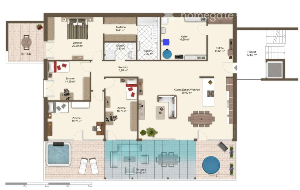 Appartement de terrasse exclusif de 5,5 pièces avec vue panoramique & Jacuzzi à Uznach
