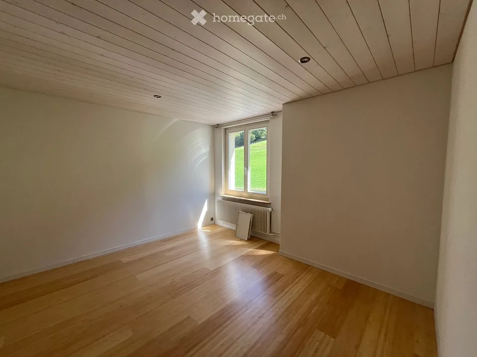 Delizioso appartamento di 3,5 locali in mansarda in un edificio antico con una vista incantevole sulla verde zona di Fischenthal