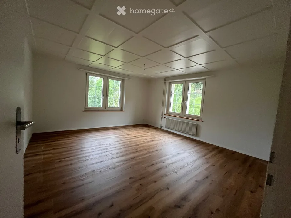 Delizioso appartamento di 3,5 locali in mansarda in un edificio antico con una vista incantevole sulla verde zona di Fischenthal