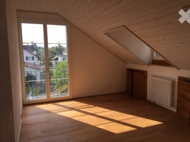 Loft-artige Dachwohnung in ehemaligem Bauernhaus mit grossem Gartensitzplatz am Bach