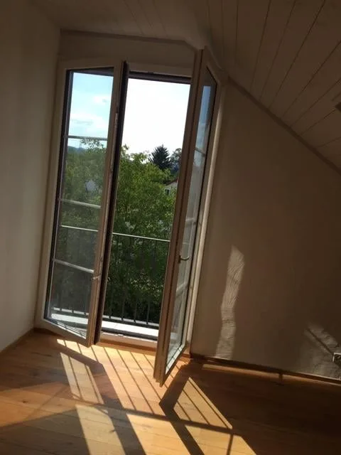 Loft-artige Dachwohnung in ehemaligem Bauernhaus mit grossem Gartensitzplatz am Bach