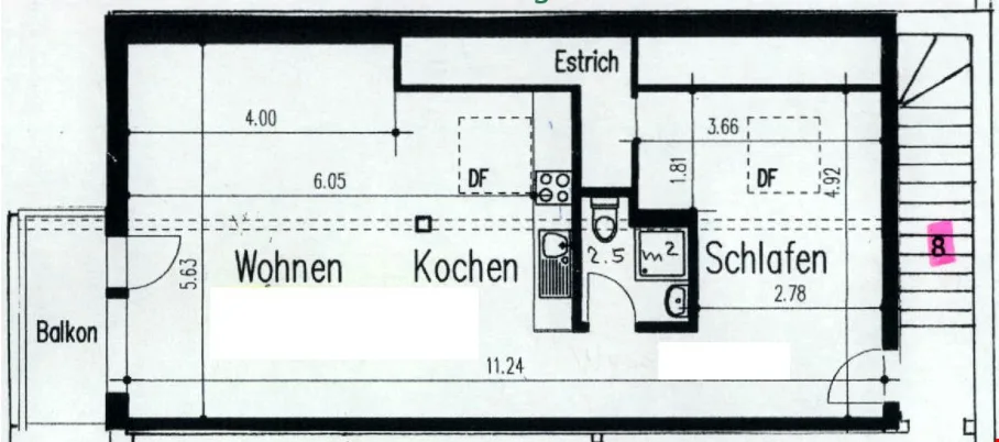 1.5-room apartment with balcony in a quiet location