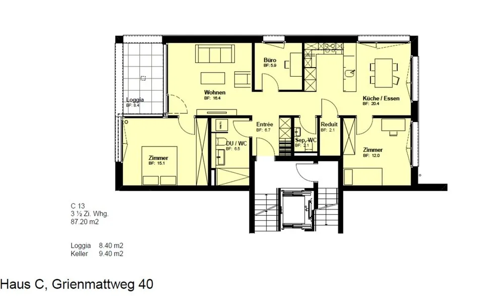 Moderne 3.5-Zimmerwohnung mit Blick ins Grüne
