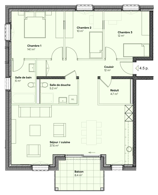 Offene Tür Samstag, 17. Oktober von 10 Uhr bis 13 Uhr Neues 4,5-Zimmer-Apartment in St-Aubin – Foto 9 von 9