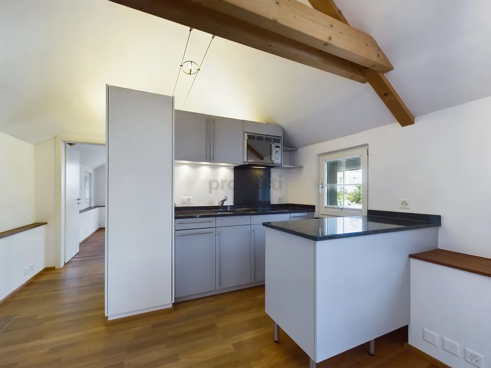 Soffitti alti, terrazza di 28 m² con vista sul centro storico del villaggio e ufficio separato al piano terra