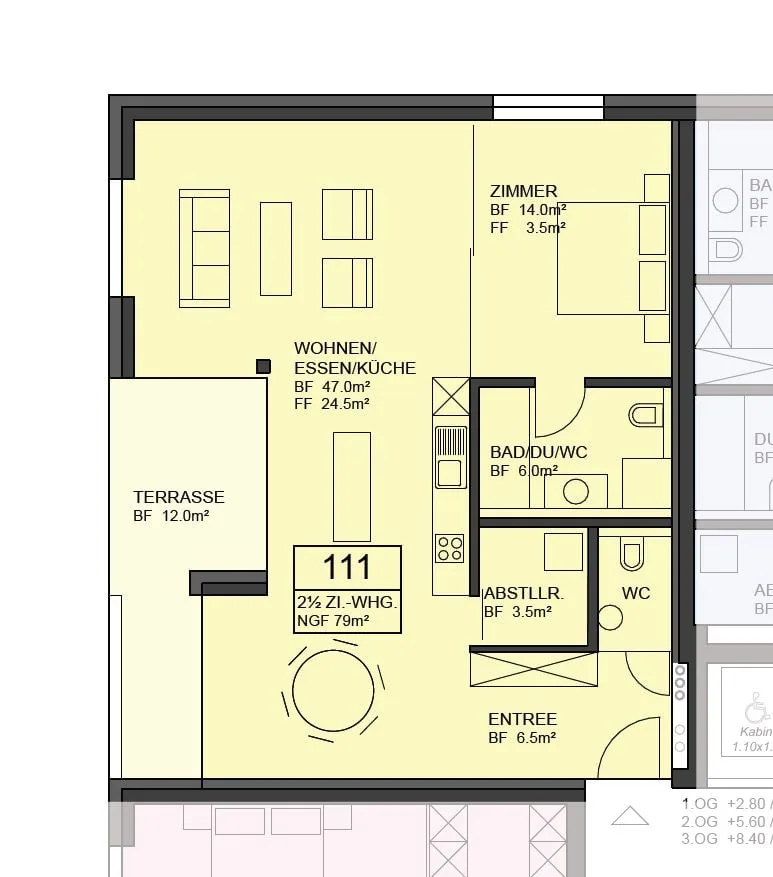 zentrale und moderne 2½ Zimmer-Wohnung
