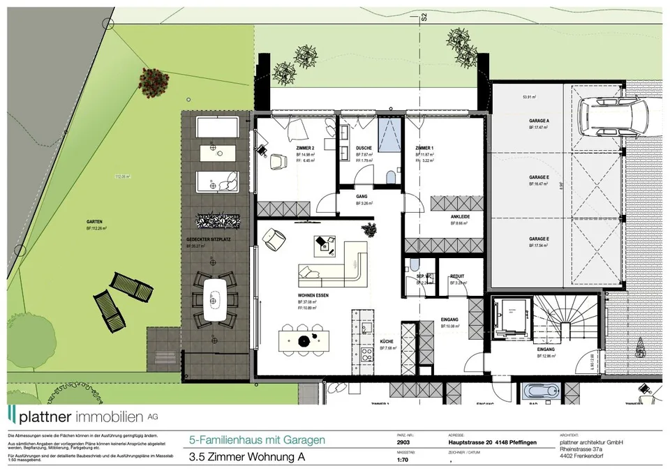 3.5 Zimmer EG-Wohnung mit 112m2 Landanteil/ 35m2 deckter Sitzplatz – Foto 7 von 8