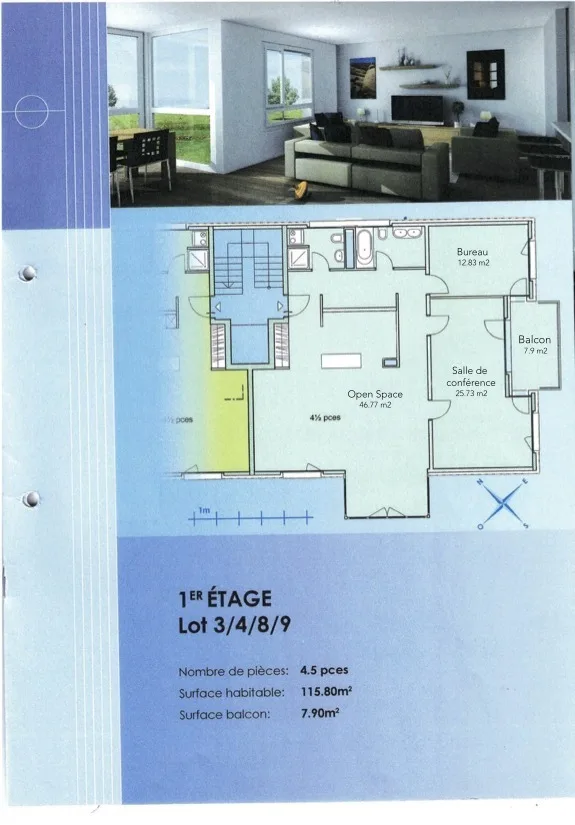 For rent: Superb professional premises with 3.5 rooms and parking