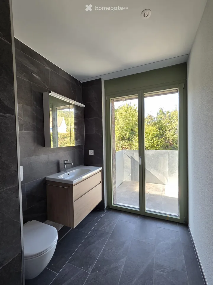 Vivre au bord de la rivière : appartement neuf de 3,5 pièces de haute qualité avec grand balcon et vue de rêve