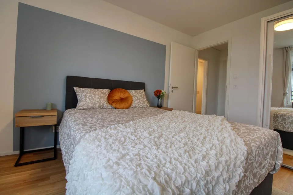 Appartement vivant spacieux à Crissier avec salle de bain privée en suite.