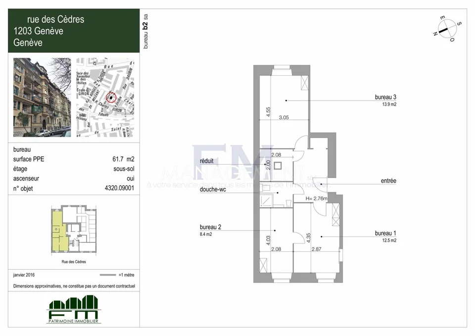 Rue des Cèdres ? Bureau d'env. 62 m² au 1er sous-sol – photo 9 sur 9