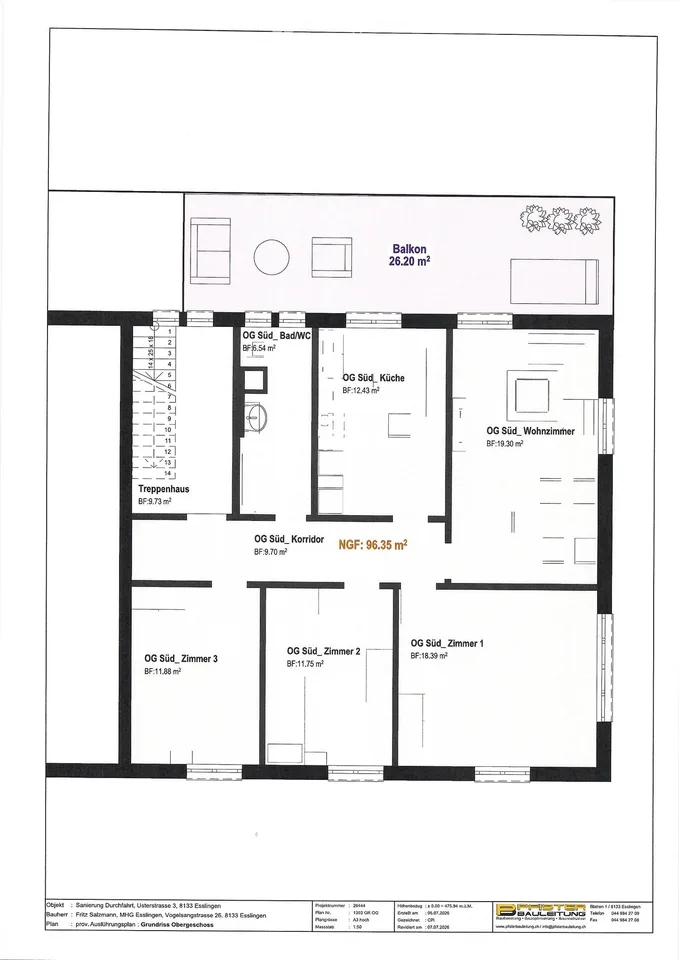 Large 4.5-room apartment (96.35 m2) with spacious balcony in Esslingen ZH / Egg for rent