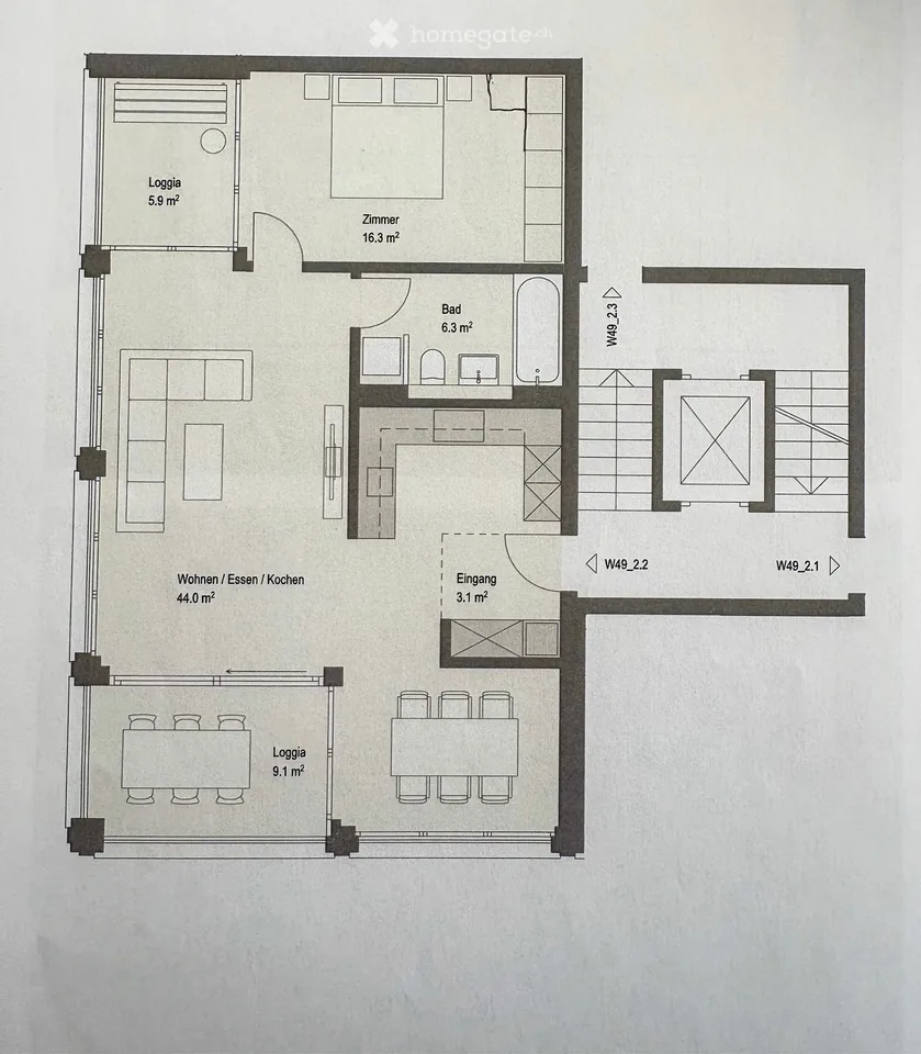 Moderne 2.5-Zimmer-Wohnung mit zwei Loggias in Binningen