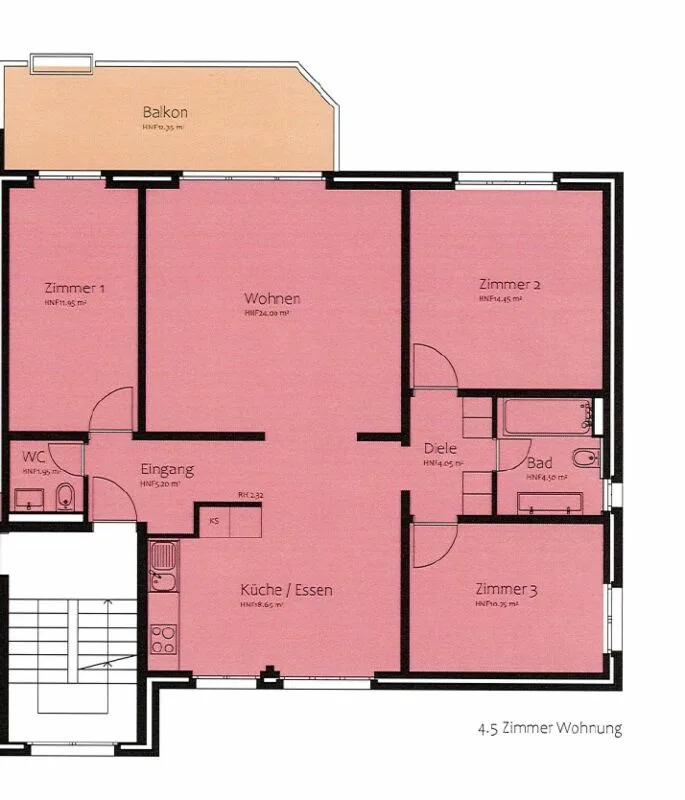helle 4.5 Zimmer-Wohnung im Grünen