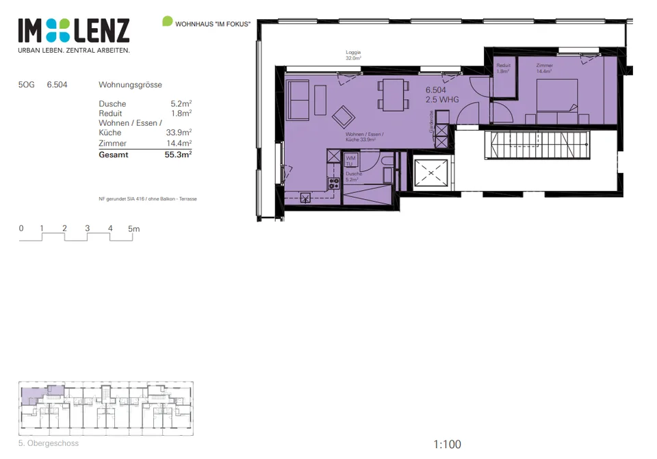 Appartement moderne de 2,5 pièces directement à la gare de Lenzburg