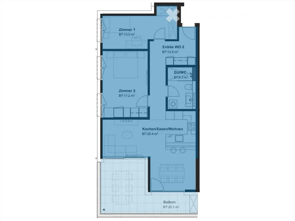 Appartement lumineux 3.5 pièces avec balcon à Hochdorf