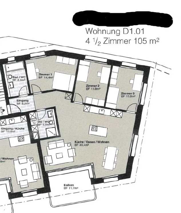 Appartamento moderno 4.5 locali con balcone nel centro di Wila