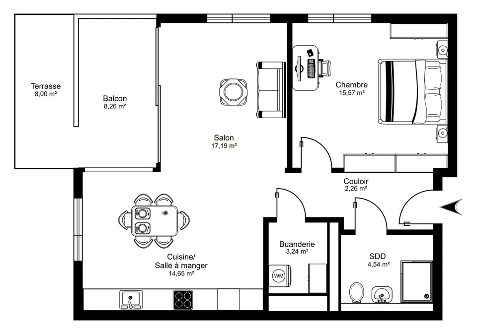 Hafen - 2,5 Zimmer neu mit Terrasse, Balkon und freier Sicht – Foto 7 von 7