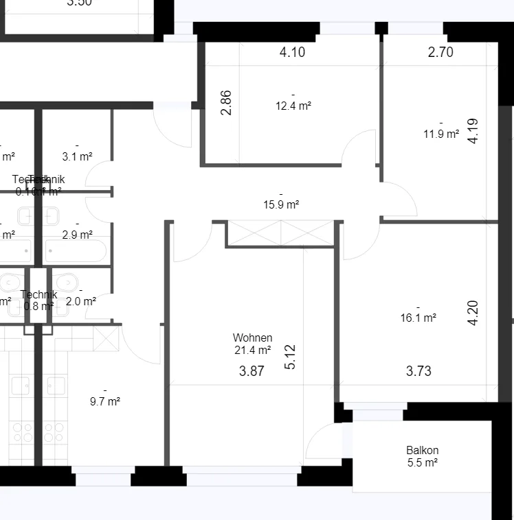 Grosszügige 4.5-Zimmerwohnung mit Balkon in Langwiesen