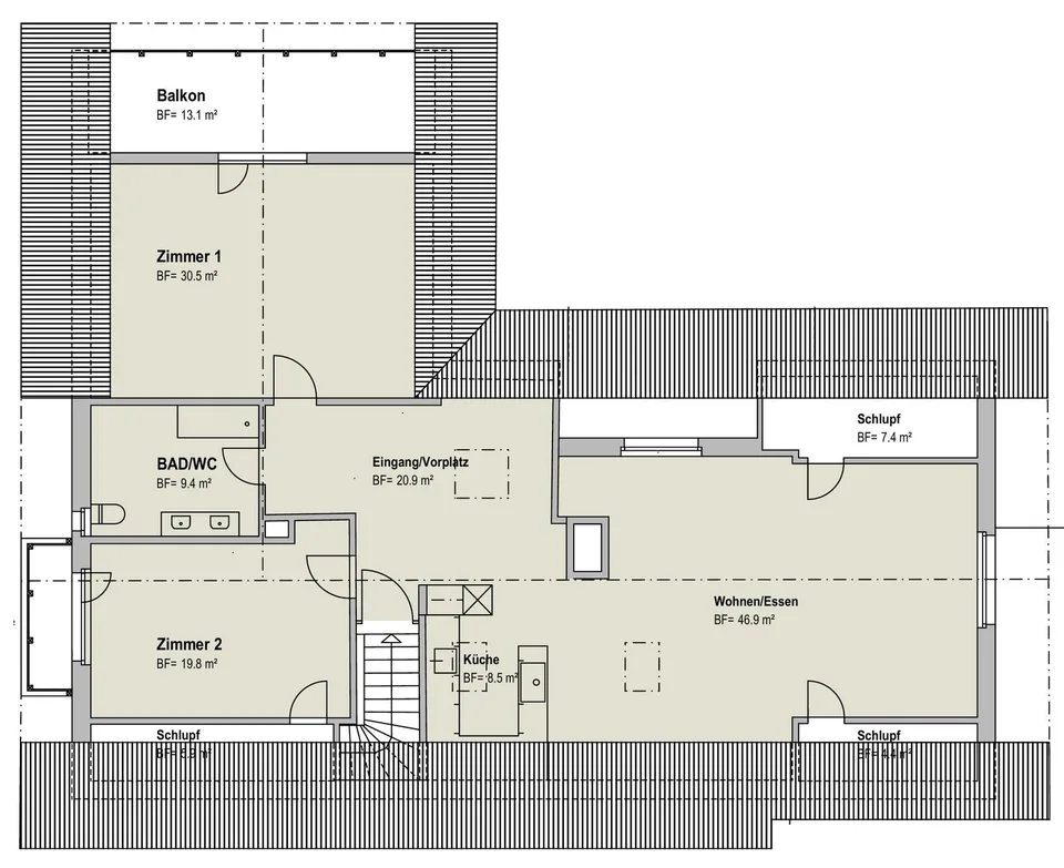 First occupancy: renovated and spacious 3.5-room attic apartment