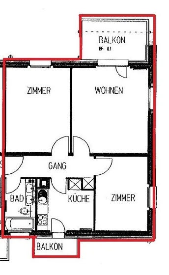 3-bedroom apartment with a view of the green