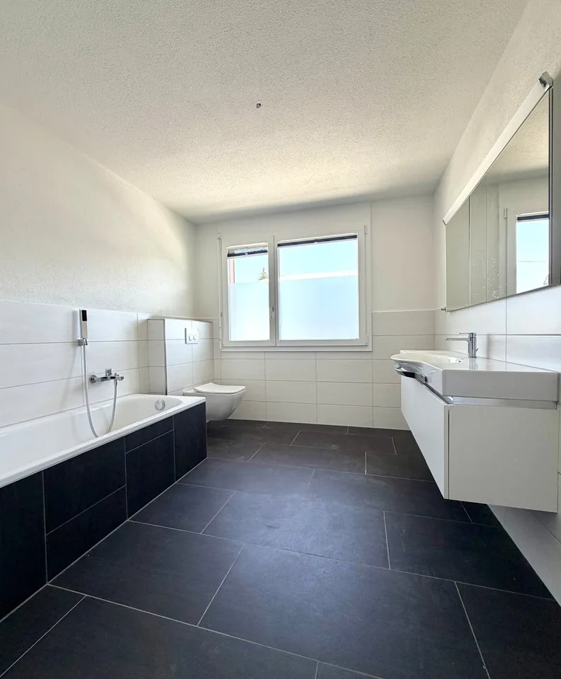 Ampio appartamento di 5,5 locali con terrazza, vista sulla montagna e stufa svedese