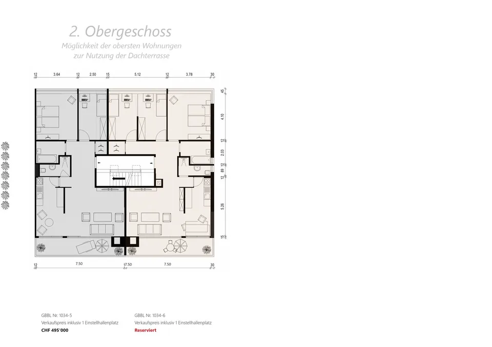 Schöner Grundriss, Balkon und Dachterrasse – Foto 16 von 16