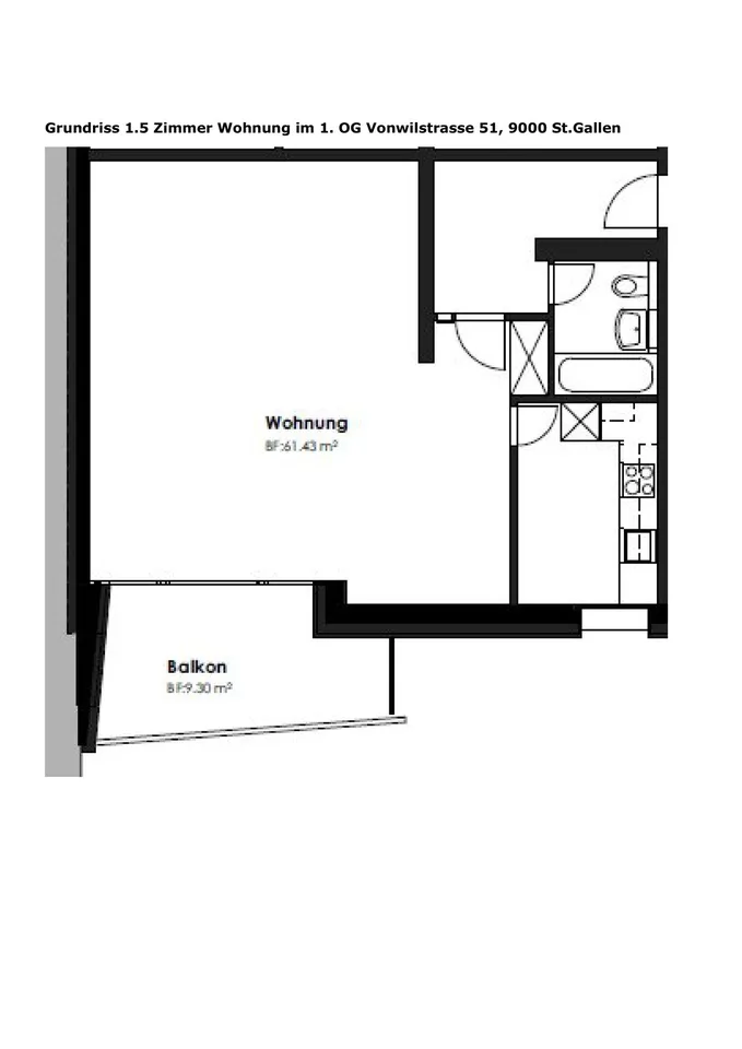 1.5 Maisonette apartment in a central, sunny and quiet location – photo 7 of 7