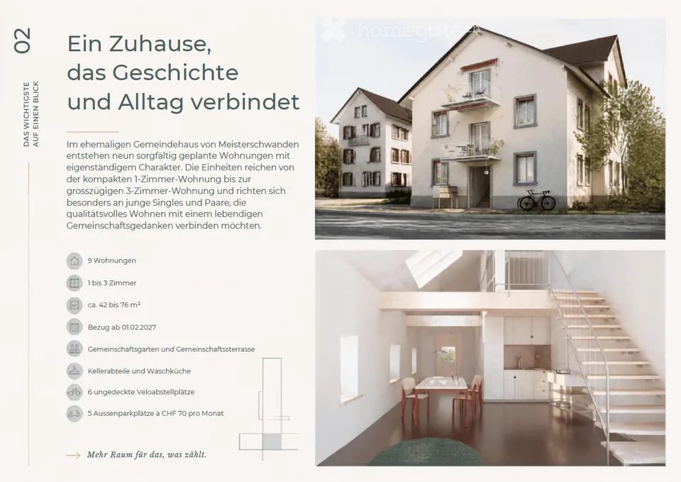 9 unique rental apartments in the old town hall in Meisterschwanden
