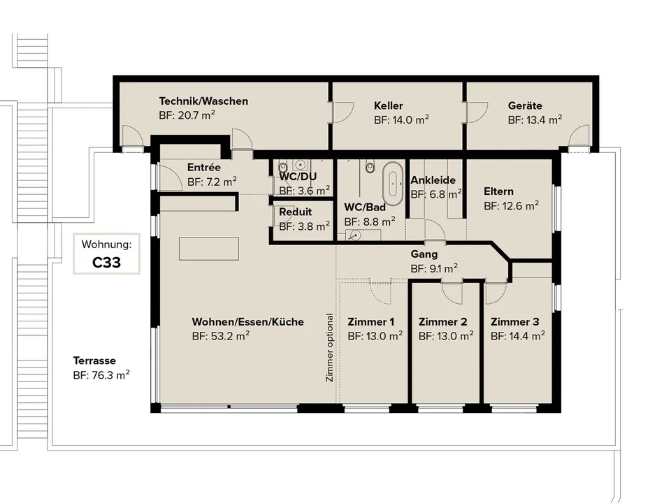 Exklusive 5.5-Zimmer-Terrassenwohnung mit Bergblick in Sattel – Foto 11 von 18