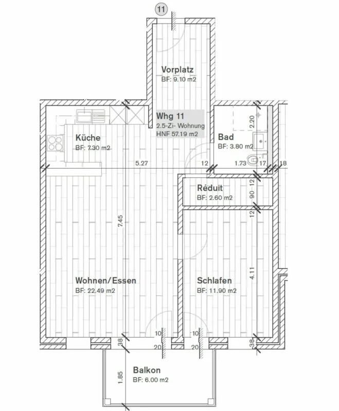 Age-appropriate 2 1/2-room apartment for people from 60 years