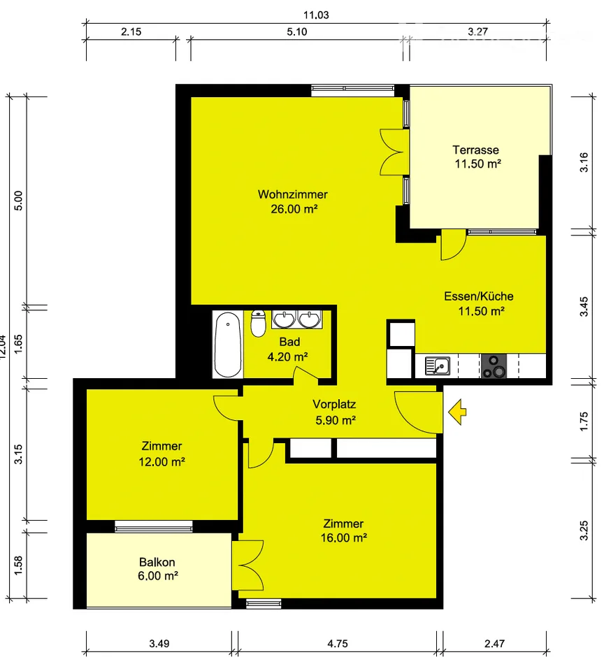 Appartamento di 3 locali appena ristrutturato con due balconi e vista panoramica