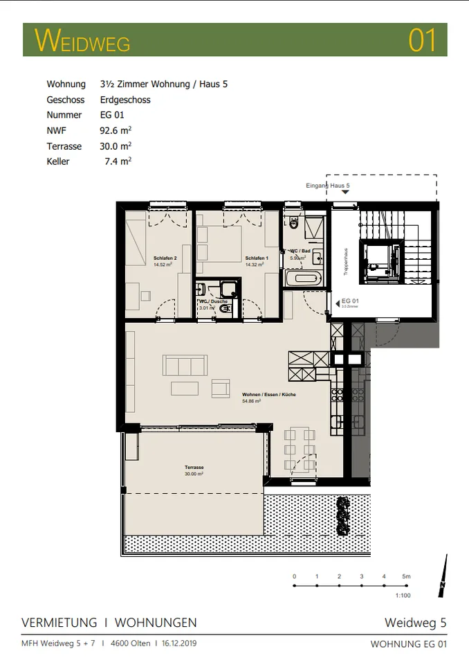 Modern 3.5-room ground-floor apartment