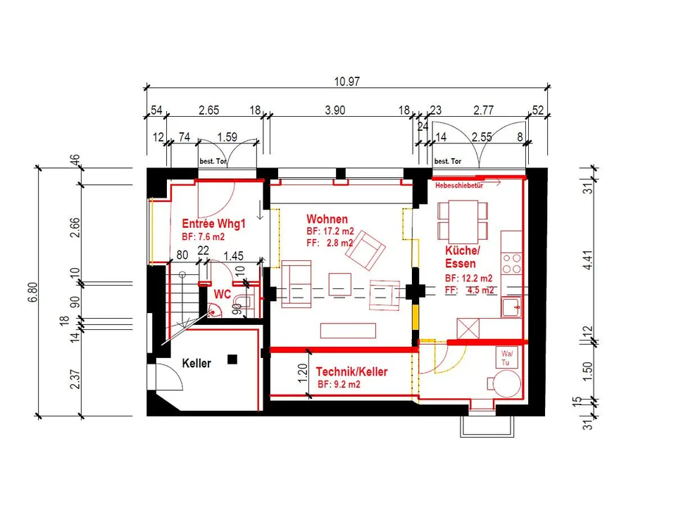 Vivere sul ruscello, costruzione nuova di tipo loft in un edificio antico; Vivere su due piani